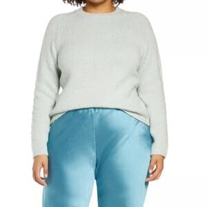 VINCE Chunky Knit Sweater Womens 1X Mint Green Organic Cotton Winter Fuzzy Cozy